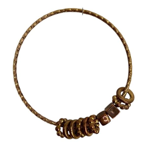 Bronze Tone Beaded Bangle Bracelet - Picture 1 of 2